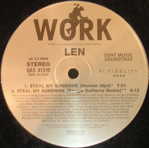 Len - Steal My Sunshine (Remixes) | Work (OAS 41510)