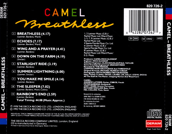 Camel - Breathless | Deram (820 726-2) - 2 Camel - Breathless | Deram (820 726-2) - 2