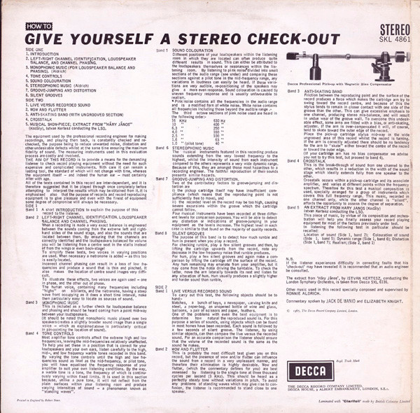 No Artist - How To Give Yourself A Stereo Check-Out | Decca (SKL 4861) - 2