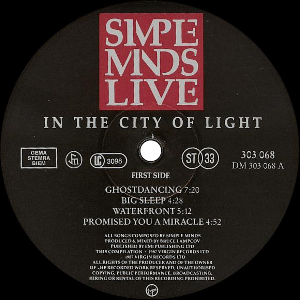 Simple Minds - Live In The City Of Light | Virgin (303 067 420) - 2 Simple Minds - Live In The City Of Light | Virgin (303 067 420) - 2