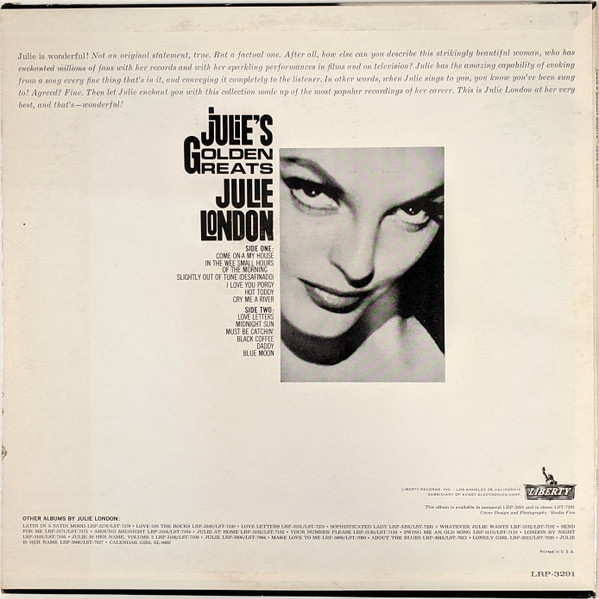 Julie London - Julie's Golden Greats | Liberty (LRP-3291) - 2