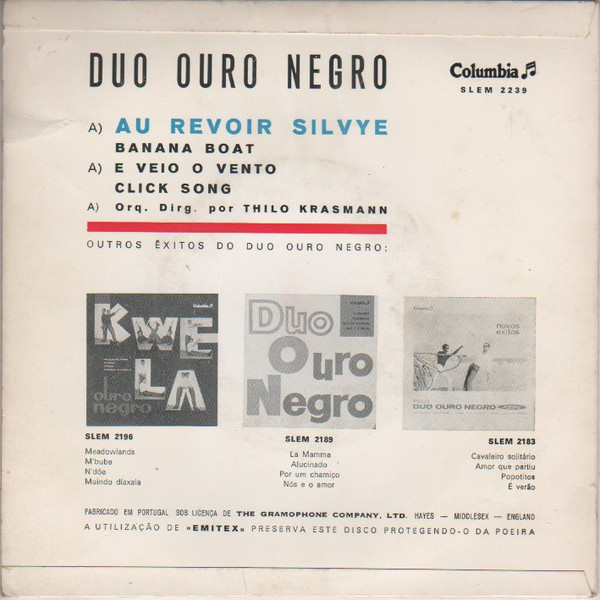 Duo Ouro Negro - Au Revoir Silvye | Columbia (SLEM 2239) - 2 Duo Ouro Negro - Au Revoir Silvye | Columbia (SLEM 2239) - 2