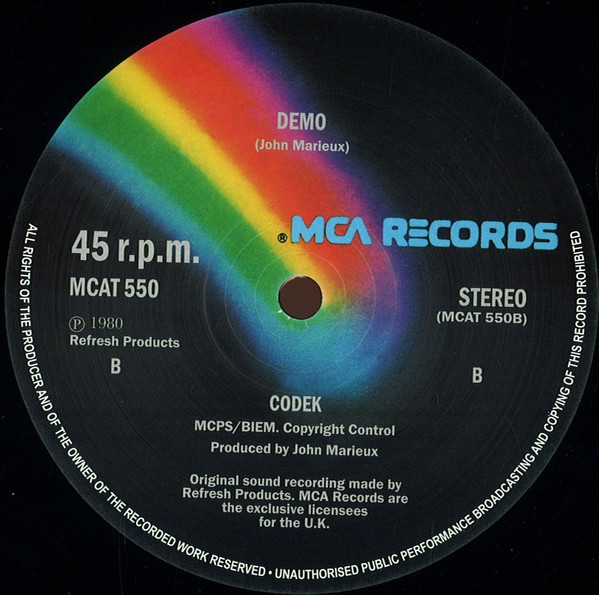 Codek - Me, Me, Me / Demo | MCA Records (MCAT 550) - main Codek - Me, Me, Me / Demo | MCA Records (MCAT 550) - main