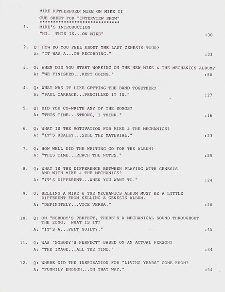 Mike & The Mechanics - Mike On Mike II - Exclusive Candid Interview | Atlantic (PR 2543) - 4