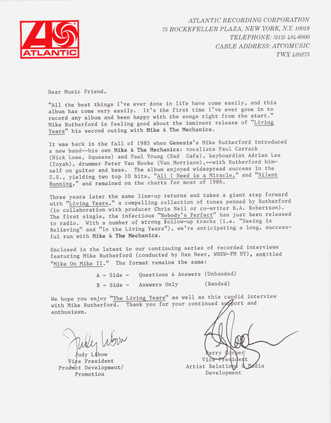 Mike & The Mechanics - Mike On Mike II - Exclusive Candid Interview | Atlantic (PR 2543) - 3