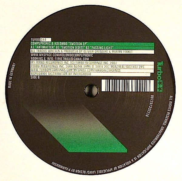 Compuphonic & Kolombo - Emotion EP | Turbo (TURBO 044) - 2 Compuphonic & Kolombo - Emotion EP | Turbo (TURBO 044) - 2