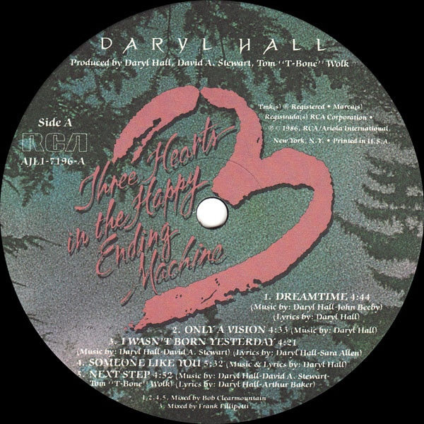 Daryl Hall - Three Hearts In The Happy Ending Machine | RCA (AJL1-7196) - 3