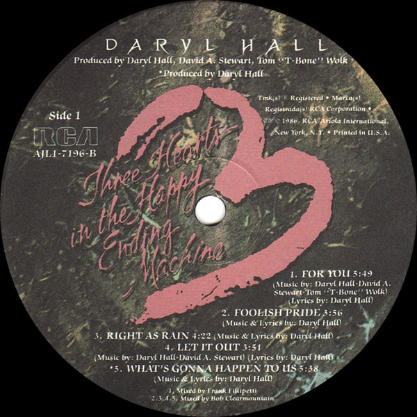 Daryl Hall - Three Hearts In The Happy Ending Machine | RCA (AJL1-7196) - 4