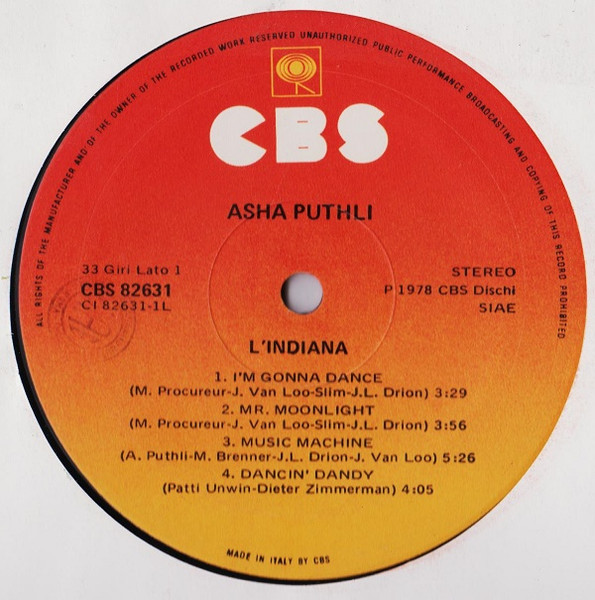 Asha Puthli - L'Indiana | CBS (CBS 82631) - 3 Asha Puthli - L'Indiana | CBS (CBS 82631) - 3