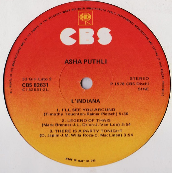 Asha Puthli - L'Indiana | CBS (CBS 82631) - 4 Asha Puthli - L'Indiana | CBS (CBS 82631) - 4
