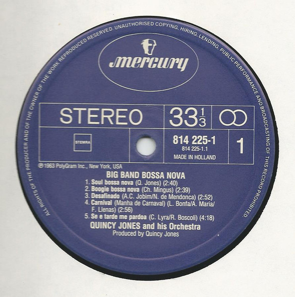 Quincy Jones And His Orchestra - Big Band Bossa Nova | Mercury (814 225-1) - 3 Quincy Jones And His Orchestra - Big Band Bossa Nova | Mercury (814 225-1) - 3