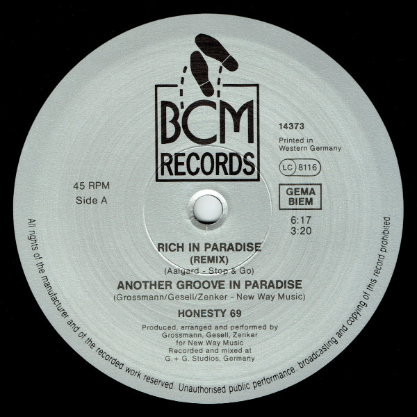 Honesty 69 - Rich In Paradise (Remix) | BCM Records (14373) - 2 Honesty 69 - Rich In Paradise (Remix) | BCM Records (14373) - 2