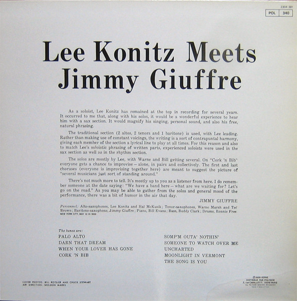Lee Konitz Meets Jimmy Giuffre - Lee Konitz Meets Jimmy Giuffre | Verve Records (2304 381)