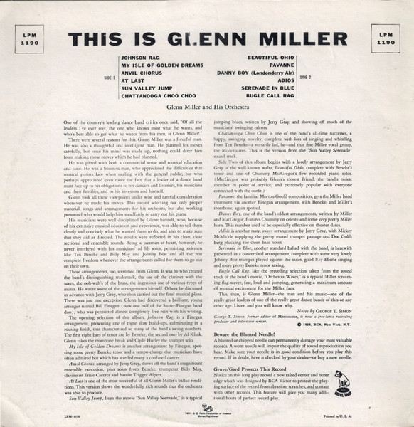 Glenn Miller And His Orchestra - This Is Glenn Miller | RCA Victor (LPM 1190) - 2 Glenn Miller And His Orchestra - This Is Glenn Miller | RCA Victor (LPM 1190) - 2