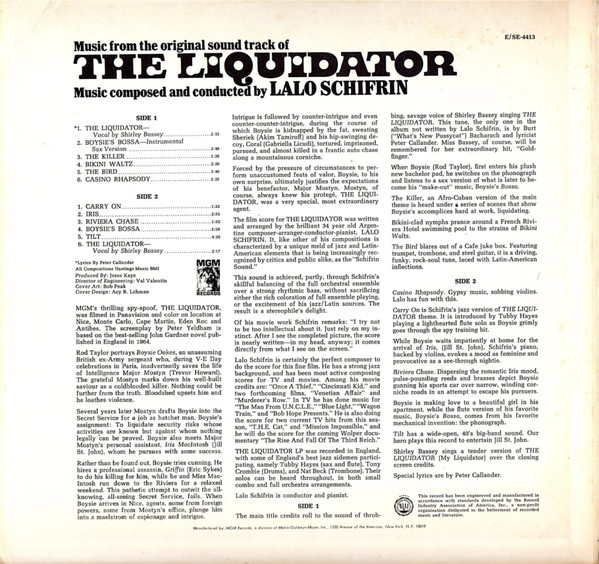 Lalo Schifrin - The Liquidator (Music From The Original Soundtrack) | MGM Records (E 4413 ST) - 3 Lalo Schifrin - The Liquidator (Music From The Original Soundtrack) | MGM Records (E 4413 ST) - 3