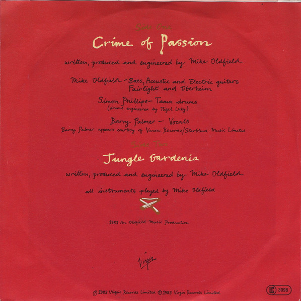 Mike Oldfield - Crime Of Passion | Virgin (106 102) - 2