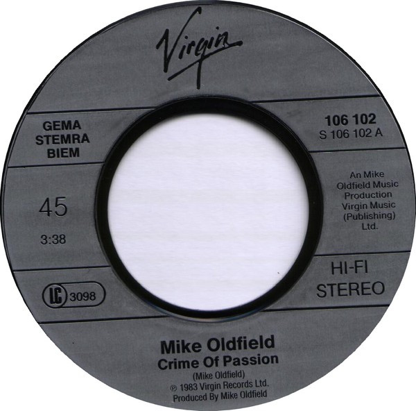 Mike Oldfield - Crime Of Passion | Virgin (106 102) - 3