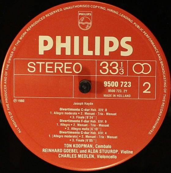 Joseph Haydn , Ton Koopman , Reinhard Goebel , Alda Stuurop , Charles Medlam - Concertini & Divertimenti Vol. = Folge I Hob. XIV: 3, 4, 8, 9 & 12/ Hob. XVIII: F2 | Philips (9500 723) - 3