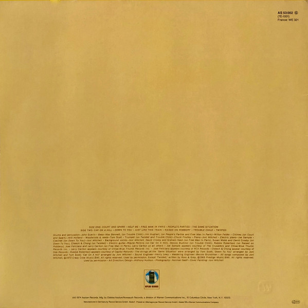 Joni Mitchell - Court And Spark | Asylum Records (AS 53 002) - 2 Joni Mitchell - Court And Spark | Asylum Records (AS 53 002) - 2