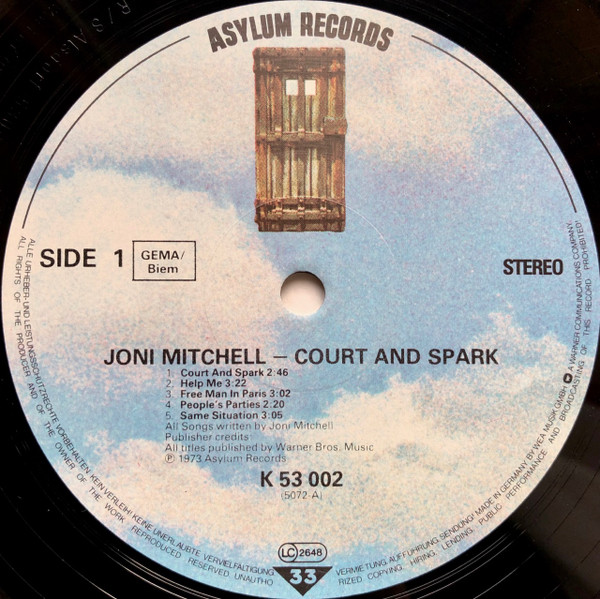 Joni Mitchell - Court And Spark | Asylum Records (AS 53 002) - 3 Joni Mitchell - Court And Spark | Asylum Records (AS 53 002) - 3