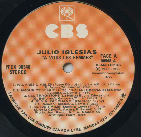 Julio Iglesias - A Vous Les Femmes | CBS (PFCX 90548) - 4 Julio Iglesias - A Vous Les Femmes | CBS (PFCX 90548) - 4