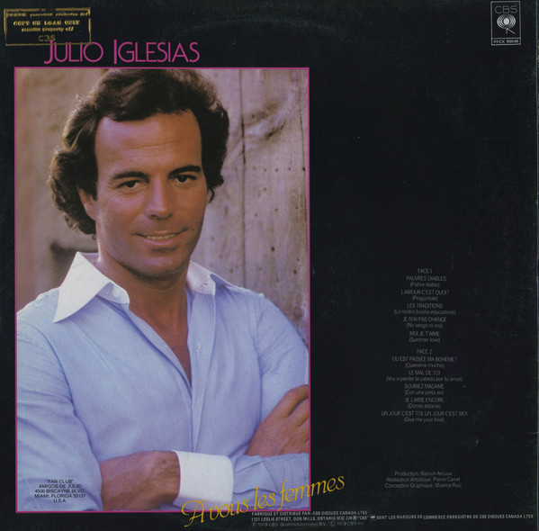 Julio Iglesias - A Vous Les Femmes | CBS (PFCX 90548) - 3 Julio Iglesias - A Vous Les Femmes | CBS (PFCX 90548) - 3