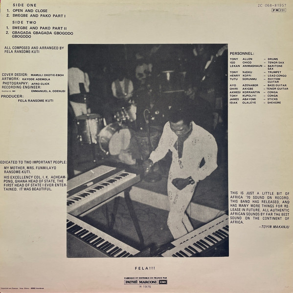 Fela Kuti & Africa 70 - Open & Close | EMI (2C 068-81.957) - 2