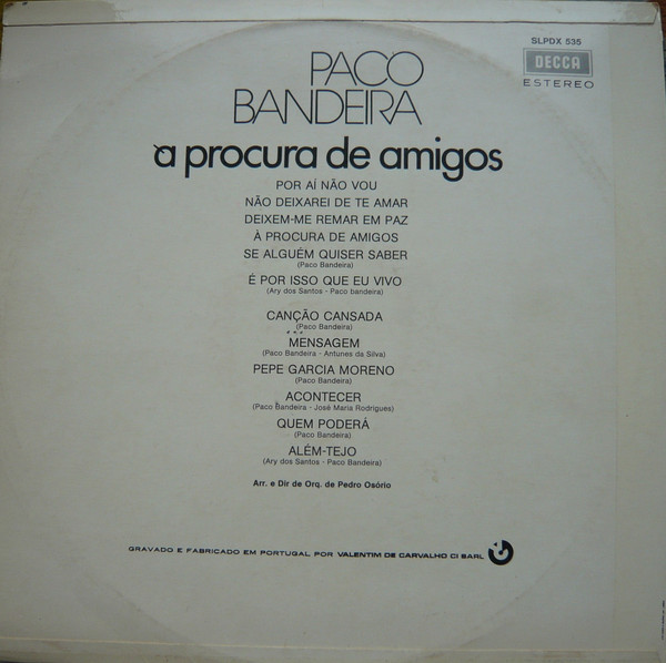 Paco Bandeira - À Procura De Amigos | Decca (SLPDX 535) - 2