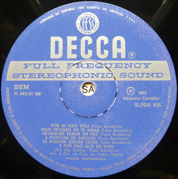 Paco Bandeira - À Procura De Amigos | Decca (SLPDX 535) - 3