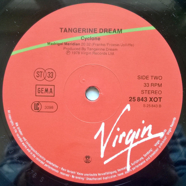 Tangerine Dream - Cyclone | Virgin (25 843 XOT) - 3