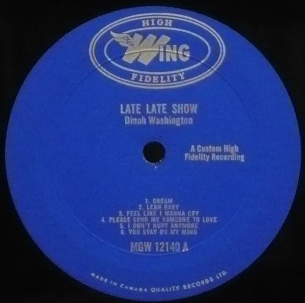 Dinah Washington - Late Late Show | Mercury Wing (MGW 12140) - 2