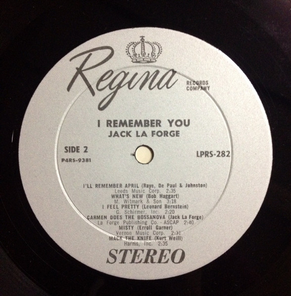 Jack La Forge, His Piano & Orchestra - I Remember You | Regina Records (R 282) - 4