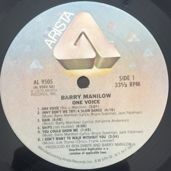 Barry Manilow - One Voice | Arista (AL 9505) - 2 Barry Manilow - One Voice | Arista (AL 9505) - 2