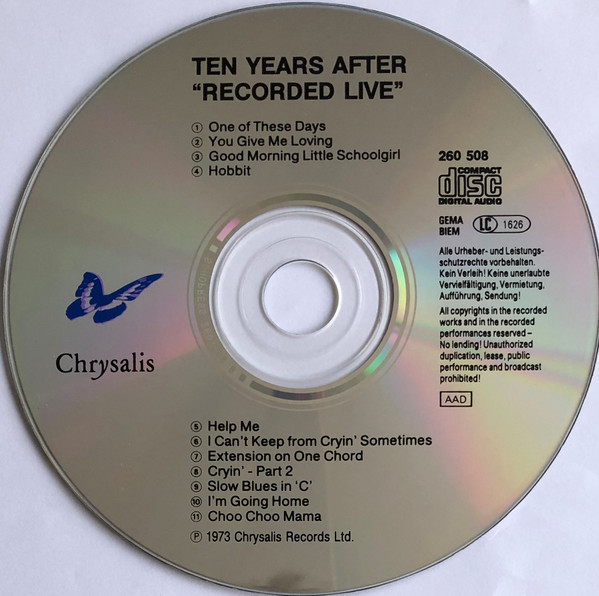 Ten Years After - Recorded Live | Chrysalis (260 508) - 3