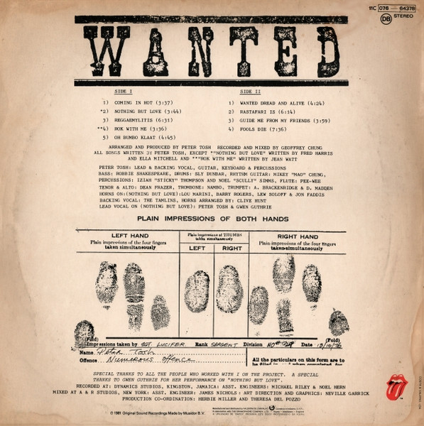Peter Tosh - Wanted Dread & Alive | Rolling Stones Records (11C 076 - 64378) - 2 Peter Tosh - Wanted Dread & Alive | Rolling Stones Records (11C 076 - 64378) - 2