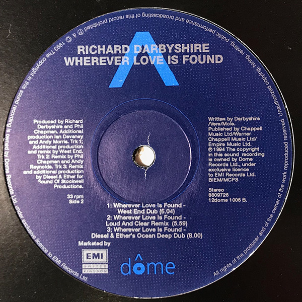 Richard Darbyshire - Wherever Love Is Found | Dome Records (12DOME 1006) - 3 Richard Darbyshire - Wherever Love Is Found | Dome Records (12DOME 1006) - 3