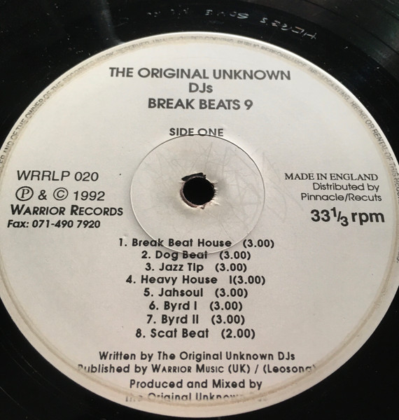 The Original Unknown DJ's - Break Beats 9 | Warrior Records (WRRLP 020) - 3