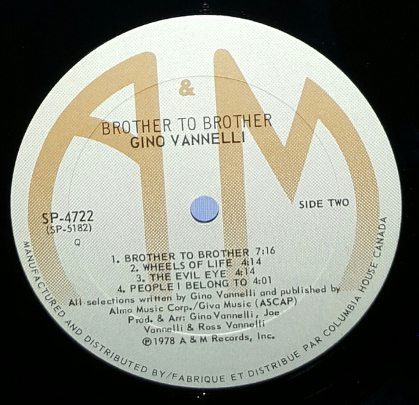 Gino Vannelli - Brother To Brother | A&M Records (SP-4722) - main Gino Vannelli - Brother To Brother | A&M Records (SP-4722) - main