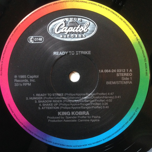 King Kobra - Ready To Strike | Capitol Records (1A 064-24 0312 1) - 3 King Kobra - Ready To Strike | Capitol Records (1A 064-24 0312 1) - 3
