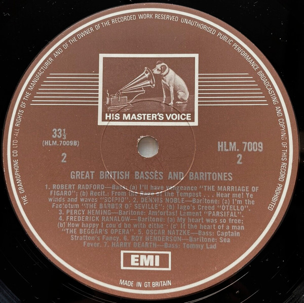 Various - Great British Basses And Baritones | His Master's Voice (HLM 7009) - 4 Various - Great British Basses And Baritones | His Master's Voice (HLM 7009) - 4