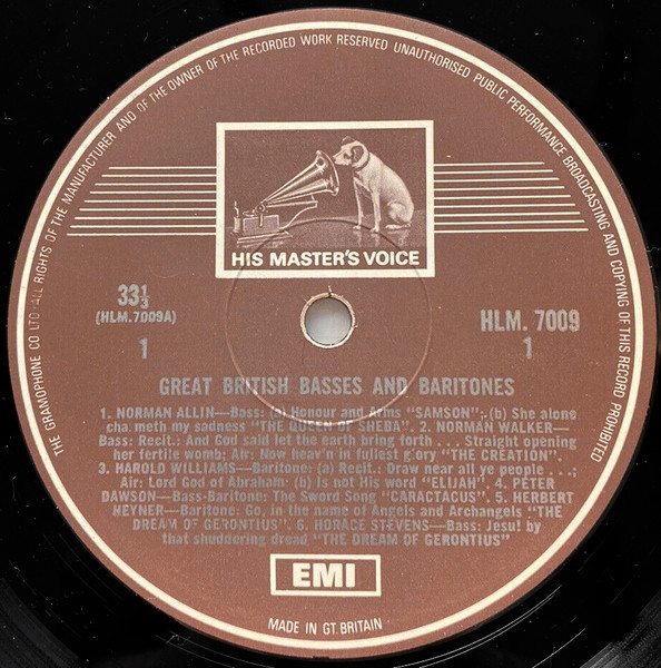 Various - Great British Basses And Baritones | His Master's Voice (HLM 7009) - 3 Various - Great British Basses And Baritones | His Master's Voice (HLM 7009) - 3