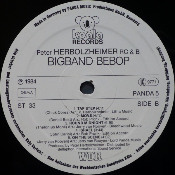 Peter Herbolzheimer Rhythm Combination & Brass - Bigband Bebop | Koala Records (Panda 5) - 4 Peter Herbolzheimer Rhythm Combination & Brass - Bigband Bebop | Koala Records (Panda 5) - 4