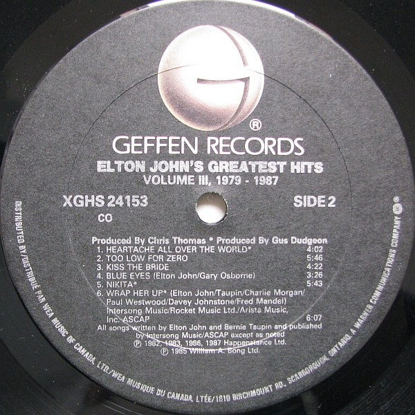 Elton John - Greatest Hits Volume III 1979-1987 [Vinyl] | Geffen Records (XGHS 24153) - 4