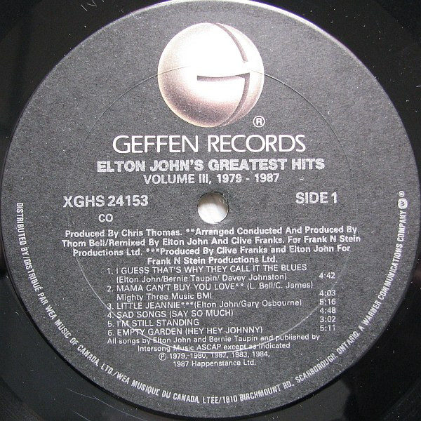 Elton John - Greatest Hits Volume III 1979-1987 [Vinyl] | Geffen Records (XGHS 24153) - 3