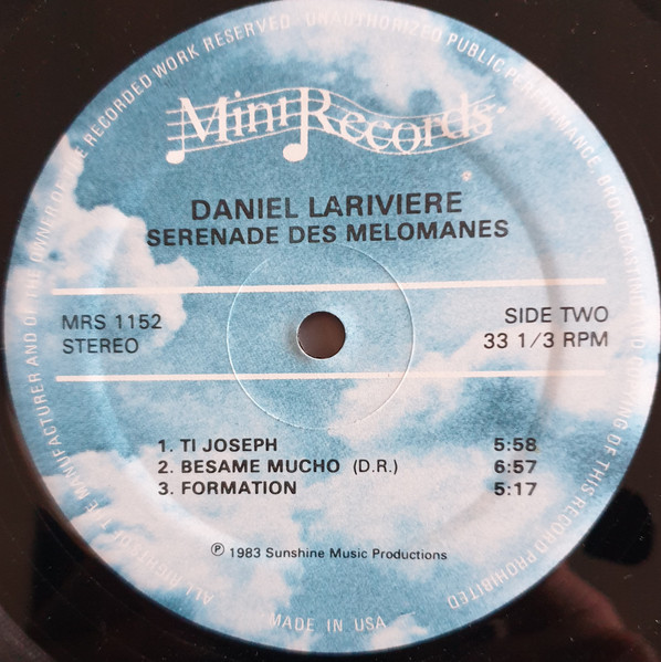 Daniel Larivière - Sérénade Des Mélomanes | Mini Records (MRS 1152) - 4
