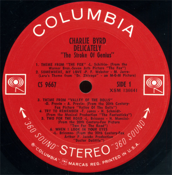 Charlie Byrd - Delicately "The Stroke Of Genius" | Columbia (CS 9667) - 3 Charlie Byrd - Delicately "The Stroke Of Genius" | Columbia (CS 9667) - 3