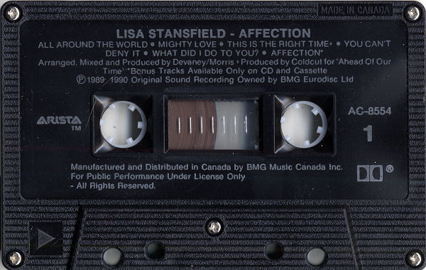 Lisa Stansfield - Affection [Cassette] | Arista (AC-8554) - 3