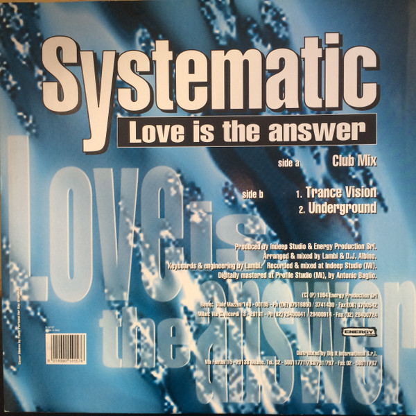 Systematic - Love Is The Answer | X-Energy Records (X-12157) - 2 Systematic - Love Is The Answer | X-Energy Records (X-12157) - 2