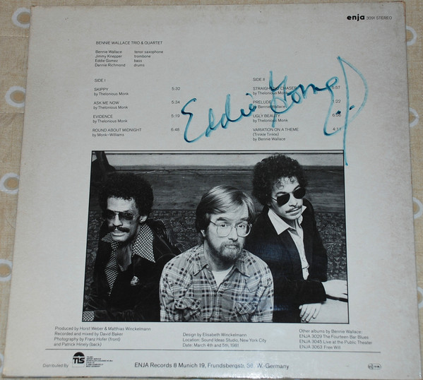 Bennie Wallace , Jimmy Knepper , Eddie Gomez , Dannie Richmond - Bennie Wallace Plays Monk | Enja Records (3091) - 2