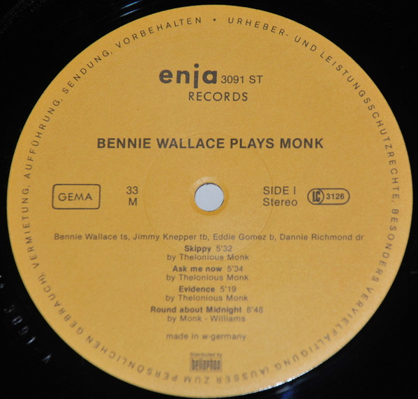 Bennie Wallace , Jimmy Knepper , Eddie Gomez , Dannie Richmond - Bennie Wallace Plays Monk | Enja Records (3091) - 4